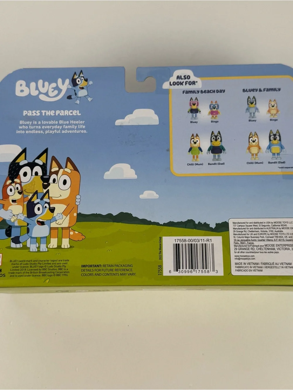 Bluey Pass The Parcel Figure Set Toys Kids Moose Toys Party Play Set